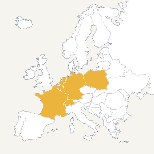 Mapa Europy — kraje współpracy Konsorcjum